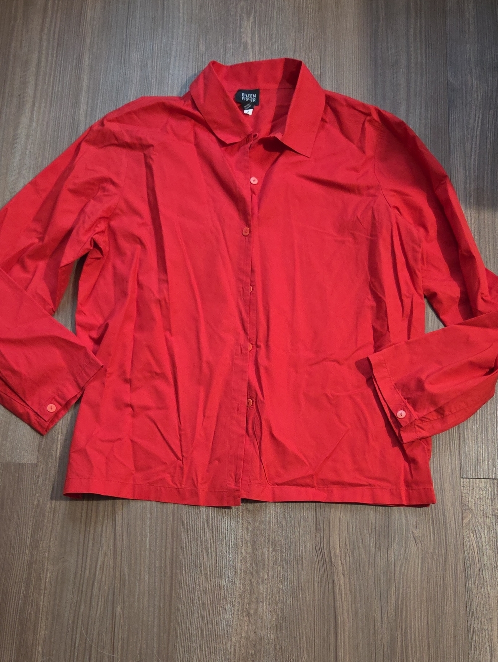 Eileen Fisher Red Button-Up Top